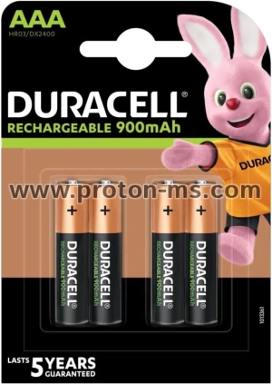 Rechargeable battery DURACELL R03 AAA, 900mAh NiMH, 1.2V, pcs. pack 1.5V