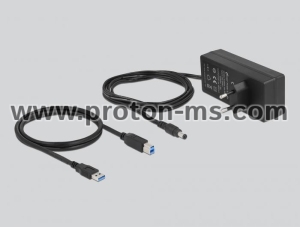 USB хъб Delock 10 x USB-A, 1 x USB-B, 5 Gbps, Превключвател, LED индикатор, Сив