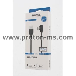Cable HAMA USB-C Plug - USB A Plug, 90°, 0.75 m, USB 2.0, Black