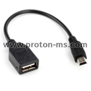 OTG кабел HAMA 39626, mini USB B мъжко - USB A женско, 3 звезди, Черен