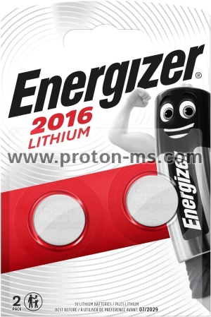 Бутонна батерия литиева ENERGIZER CR2016, 3V, 2 бр. в блистер 