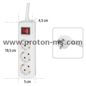 Power Strip HAMA 108815 ,3-Way, with switch, 5 m, white