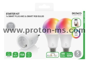 Starter kit DELTACO SMART HOME smart plug and 2x RGB LED lights