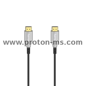 Оптичен активен кабел HAMA Optical, HDMI мъжко - HDMI мъжко, Ethernet, 4K, 10м, Позл.конектори, Черен