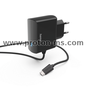 Мрежово зарядно HAMA, 220V, С кабел micro-USB, 6 W, 1.0 m, Черно