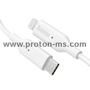 Кабел за зареждане/Дата HAMA, USB-C - Type-C/Lightning, 1м, бял