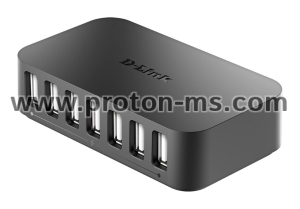 USB хъб D-Link DUB-H7/E, Със захранване, 7-порта, USB 2.0, Черен
