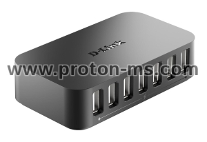 USB хъб D-Link DUB-H7/E, Със захранване, 7-порта, USB 2.0, Черен