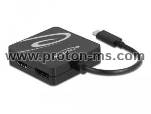 4in1 Adapter Delock 63129 USB-C - VGA / DVI / Displayport / HDMI Socket, Black