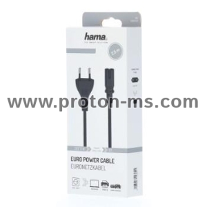 Hama Mains Cable, Euro Plug - 2-Pin Socket (Double Groove), 2.5 m