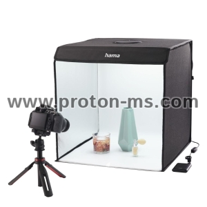 Hama "ToGo" Mobile Mini Photo Studio, Folding Photo Box with LED Ring Light, 50x