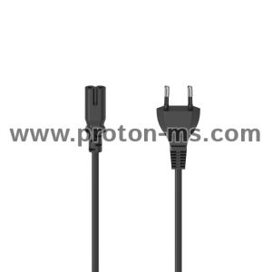 Hama Mains Cable with Euro Plug, 2-pin Plug, AC Connector C7, 1.5 m, black