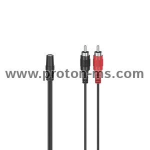 Audio Adapter  HAMA 205186, 2 RCA Male Plugs - 3.5 mm Female Jack Stereo, 0,12 m