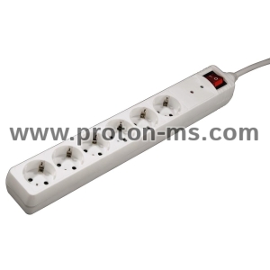 Power Strip HAMA 6-way with overvoltage protection, 1.4 m, white