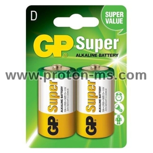 Алкална батерия GP SUPER LR20, 2 бр. в опаковка / блистер, 1.5V