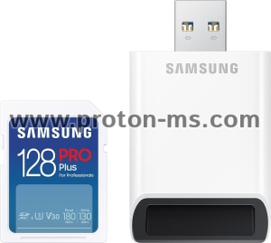 Memory card Samsung PRO Plus SD Card (2023), 128GB, USB reader, White