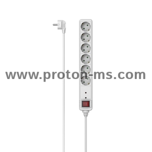 Hama Power Strip, 6-Way, Overvoltage Protection, Switch, 3 m, white