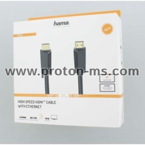 Кабел HAMA High-Speed, HDMI мъжко - HDMI мъжко, 4K, 18GB/s, Ethernet, 7.5 м, Позл. конектори, Черен