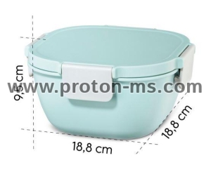 Xavax Large Lunch Box, for Microwave, with Cutlery, 1700 ml, pastel blue / grey