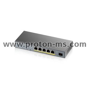 Switch 8-port ZyXEL GS1350-6HP, 6-ports, Gigabit, Управляем, PoE 60W