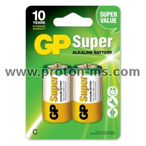 Алкална батерия GP SUPER LR14, 2 бр. в опаковка, 1.5V