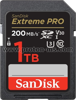 Memory card  SANDISK Extreme PRO SDHC, 1TB, UHS-1, Class 10, U3, 140 MB/s