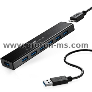 USB 3.0 7-port hub j5Create JUH377, 1:7, Black