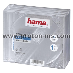 Кутийка за CD/DVD HAMA Jewel Case, прозрачен, 5 бр. в пакет