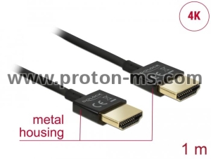Delock Cable High Speed HDMI with Ethernet - HDMI-A male > HDMI-A male 3D 4K 1 m Slim High Quality