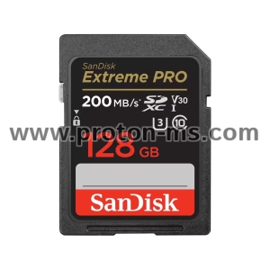 Memory card  SANDISK Extreme PRO SDHC, 128GB, UHS-1, Class 10, U3, 90 MB/s