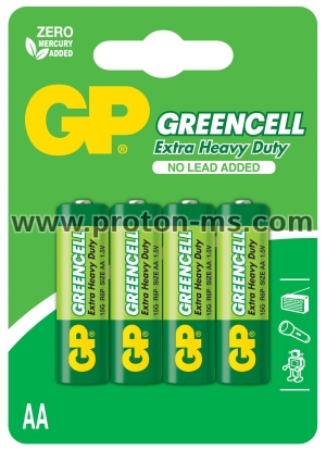 Zinc carbonic zinc battery GP  R6 AA 4 pcs. GREENCELL 15G-U4  1.5V blister