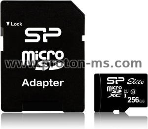 Карта памет Silicon Power Elite, 256GB, Micro SDHC/SDXC, UHS-I, SD Adapter