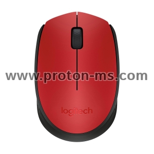 Wireless optical mouse LOGITECH M171, Red, USB