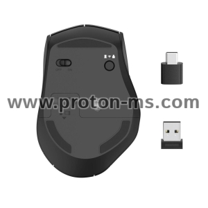 Безжична оптична мишка HAMA MW-600, 2 приемника USB-C/USB-A, 6 бутона, черен