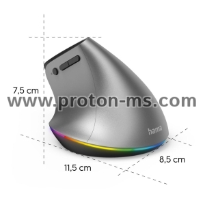 Hama "EMW-700" Ergonomic Vertical Mouse, Rechargeable, Multi-Device, anthra.