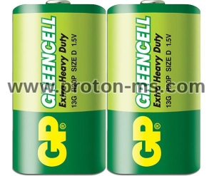 Zinc carbon battery GP  R20 13G-S2 GREENCELL  2 pcs.  1.5V