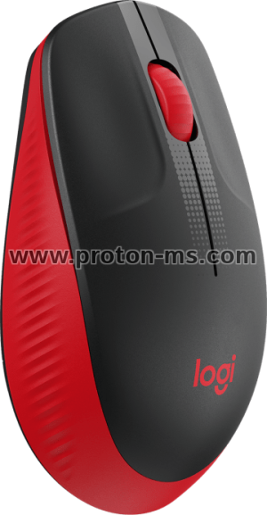 Безжична оптична мишка LOGITECH M190 Full-Size, USB, 1000 dpi, 3 бутона, Червен