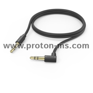 HAMA Aux аудио кабел, 3,5 мм жак - 3,5 мм жак, под ъгъл 90°, 1,0 м, черен