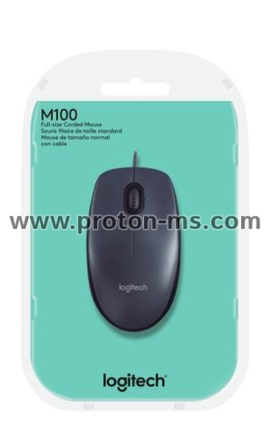 Wired optical mouse LOGITECH M100, USB, Gray