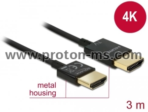 Delock Cable High Speed HDMI with Ethernet - HDMI-A male > HDMI-A male 3D 4K 3 m Active Slim High Quality