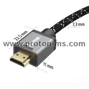 Кабел HAMA Ultra HD, HDMI мъжко - HDMI мъжко, 8K, 48GB/s,метал, 3 м, Позл. конектори, Ethernet, Черен