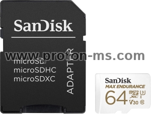 Memory card SANDISK High Endurance micro SDHC UHS-I, SD Adapter, 64GB, Class 10