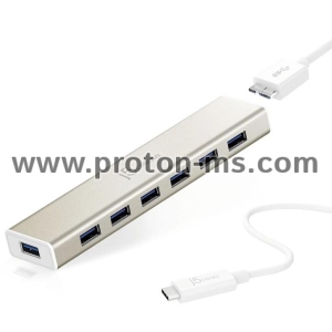 USB 3.0 7-port hub j5Create JCH377, 1:7, White