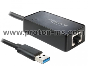 Адаптер DeLock 62121, USB 3.0  към Gigabit LAN 10/100/1000 Mbps