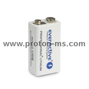 Акумулаторна Батерия R22 9V LiIon 500mAh/550 precharged +micro Usb  1бр. в опаковка EVERACTIVE