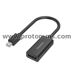 Адаптер HAMA, MiniDisplayPort мъжко - DisplayPort женско, Ultra-HD 4K, Essential, Черен