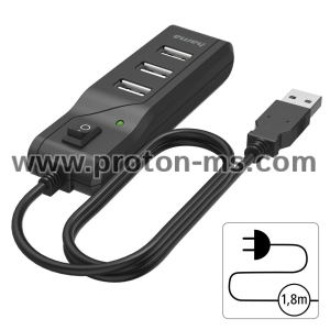 Hama USB Hub, 4 Ports, USB 2.0, 480 Mbit/s, On/Off Switch