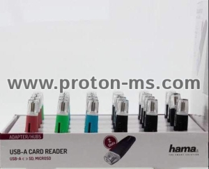Четец за карти HAMA, USB 2.0, SD/microSD, SD/SDHC/SDXC, Различни цветове