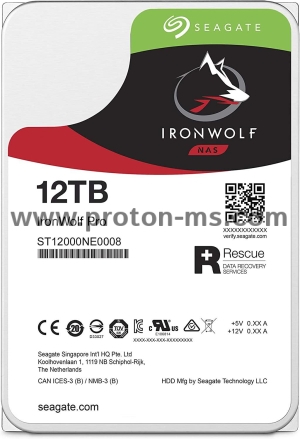 HDD SEAGATE IronWolf Pro, 12TB, 256MB, 7200 rpm, SATA 6.0Gb/s, ST12000NE0008
