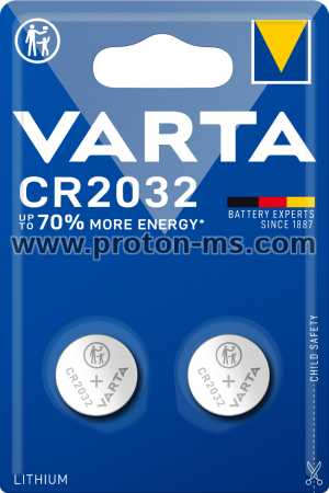 Lithium Button Battery VARTA  CR2032 3V 2 pcs in blister 